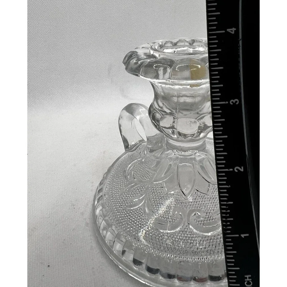 Vintage Set Of 2 IClear Glass Candleholders Taper Candlestick candle holders